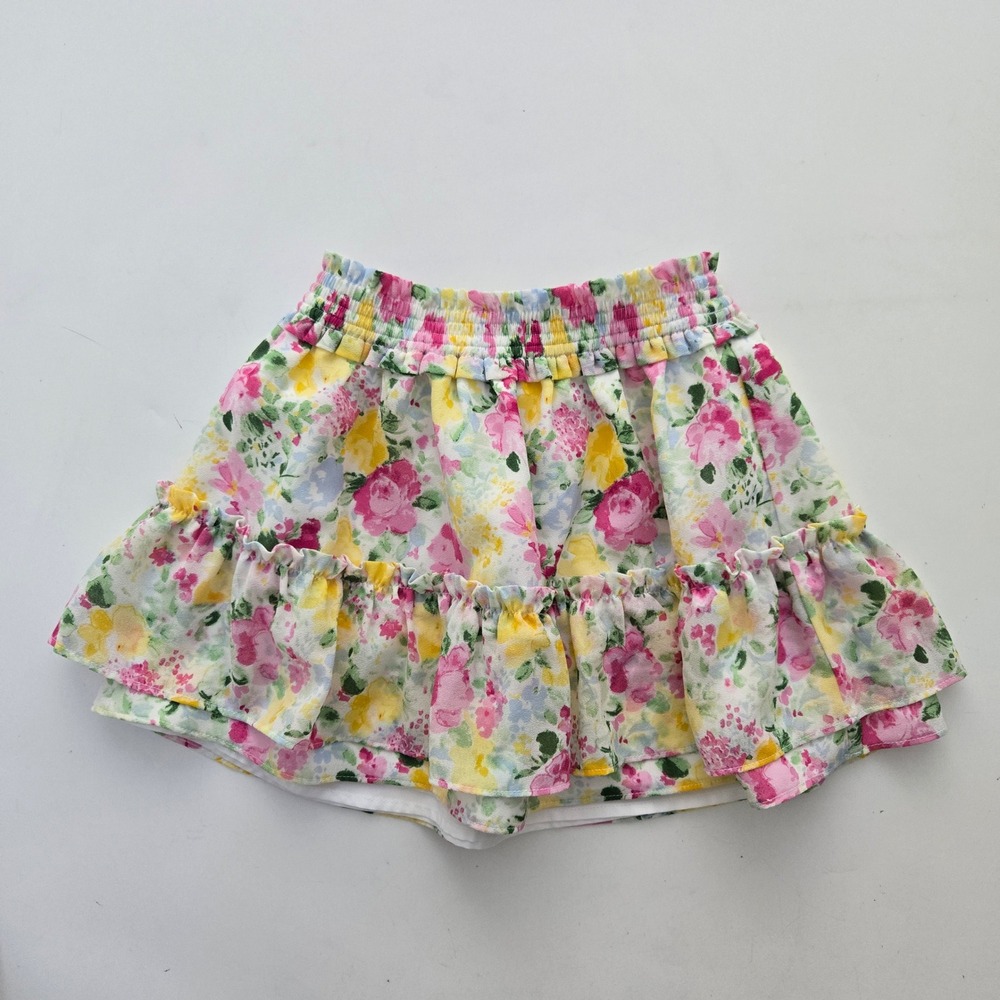 Janie and Jack Skirt Girls 4 Floral Tiered Ruffle Smocked Waist Mini Summer
